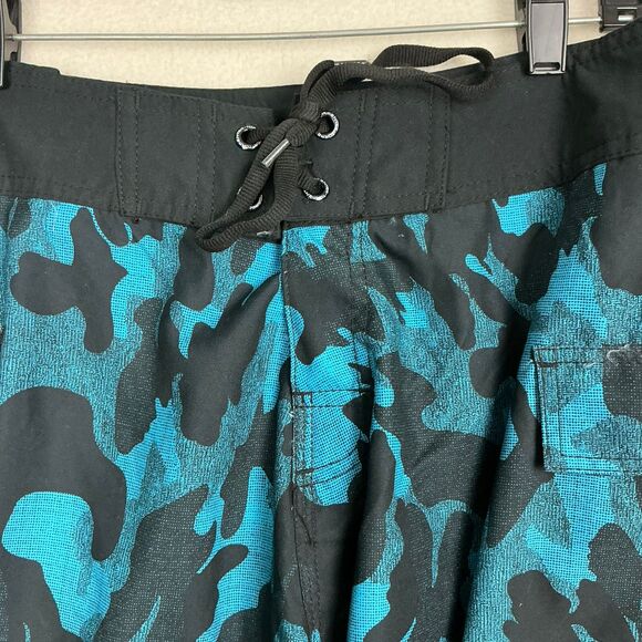 Tormenter Board Shorts Blue Camo Graphic Swim Suit Trunks Skeleton Mens Size 32 - Picture 7 of 15